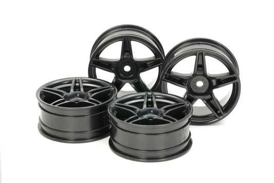 Tamiya Hop-Up Options 54853 Black Twin 5-Spoke Wheels 24mm Width Offset +2