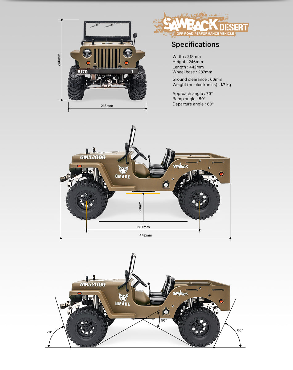 Gmade 1/10 RC GS01 Desert Sawback Crawler RTR